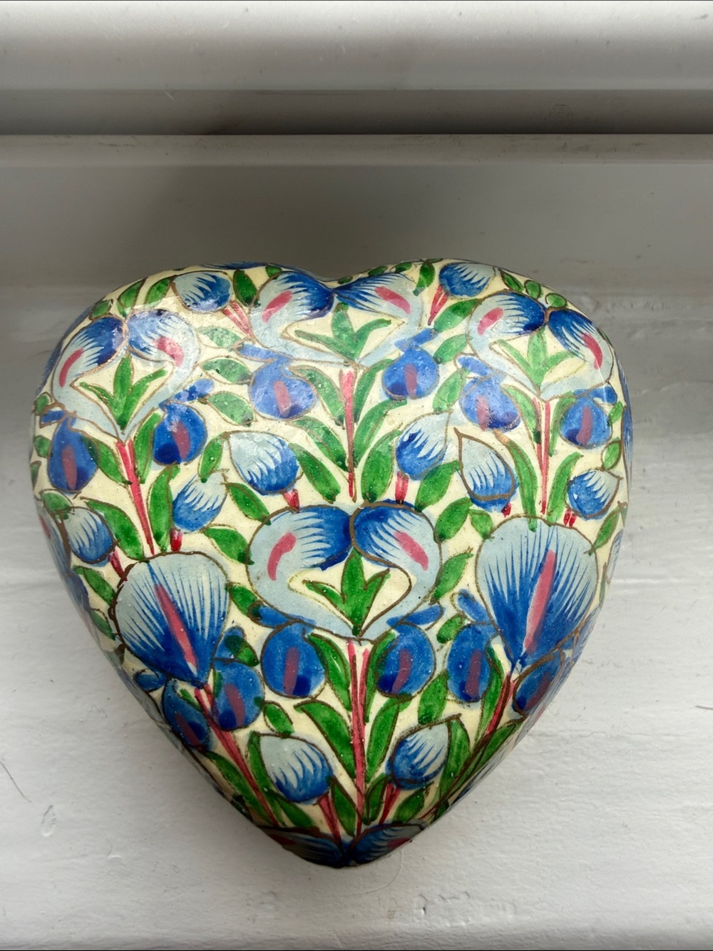 Hand-Painted Blue Floral Heart